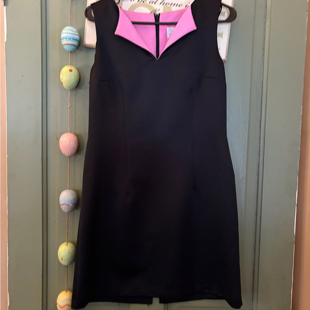 Vintage Black Dress with Pink Collar